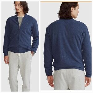 POLO Ralph Lauren Mens Navy Luxury Jersey Baseball Jacket Medium